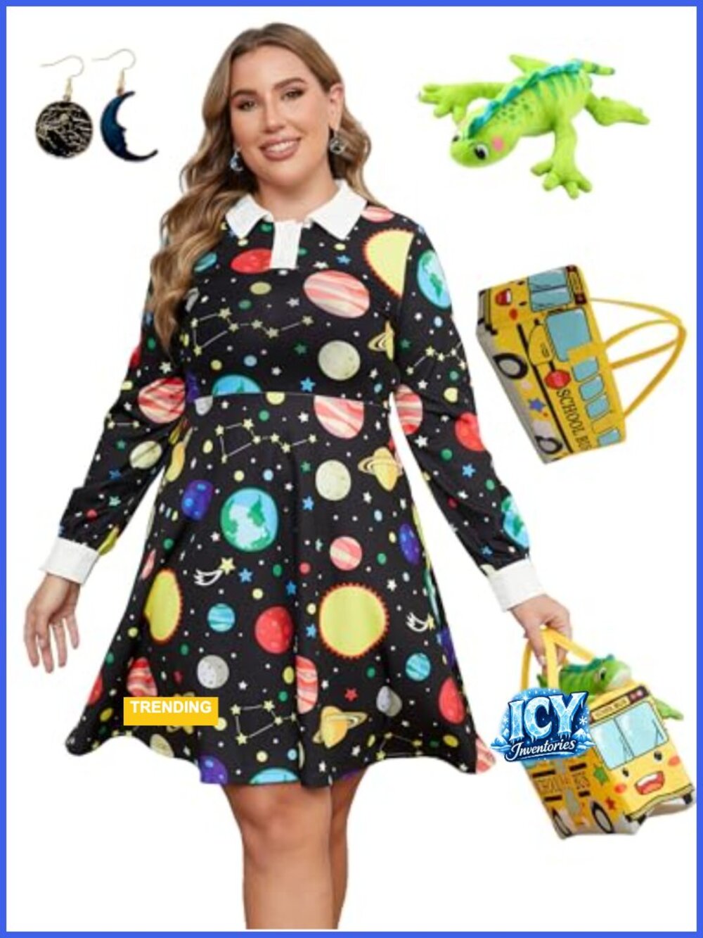 Plus Size Ms Frizzle Costume Dress with Accessories